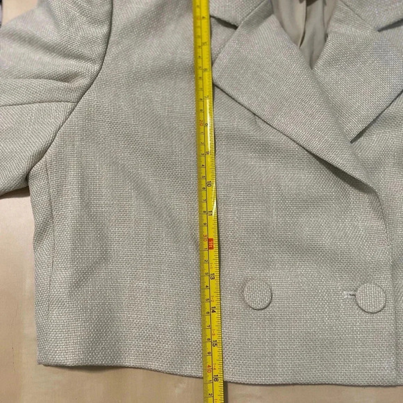 House Of Harlow 1960 Sage Green Tweed Cropped Blazer Size Medium M - Picture 6 of 7